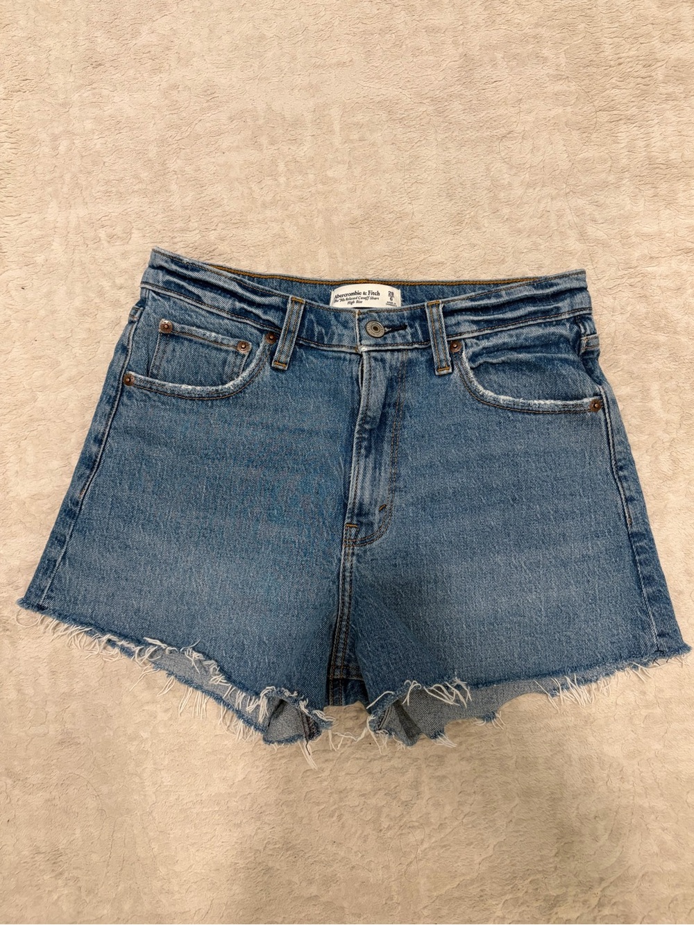 Abercrombie & Fitch Blue 90’s Relaxed Cut Off Short High Rise